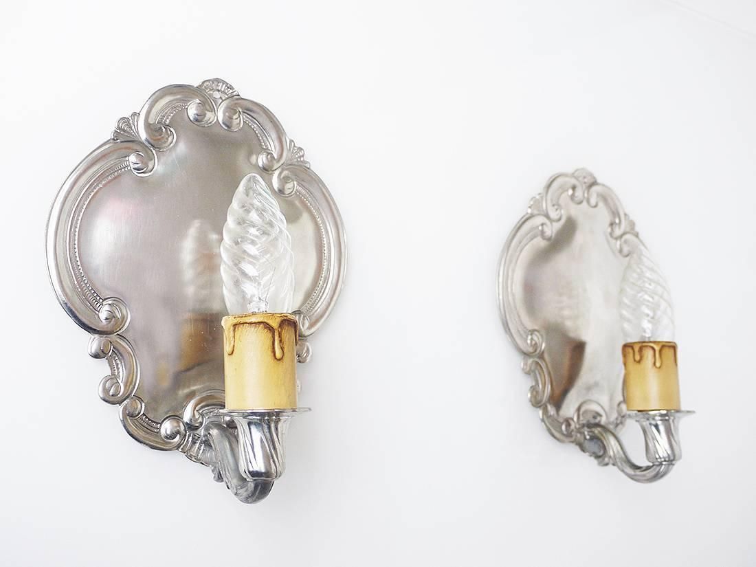 Pair Of Vintage Pewter Wall Sconces By August Weygang, Germany, Circa 1900 photo furniture