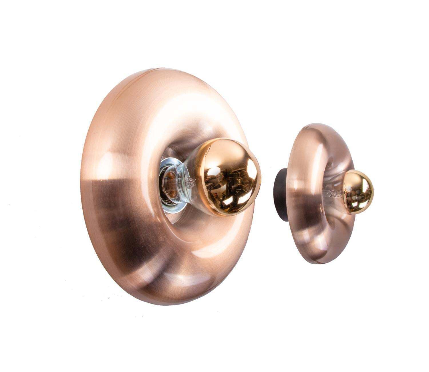 Pair Of Rosegold Copper Wall Sconces By Teka No 7819, Germany 1960 photo Lighting