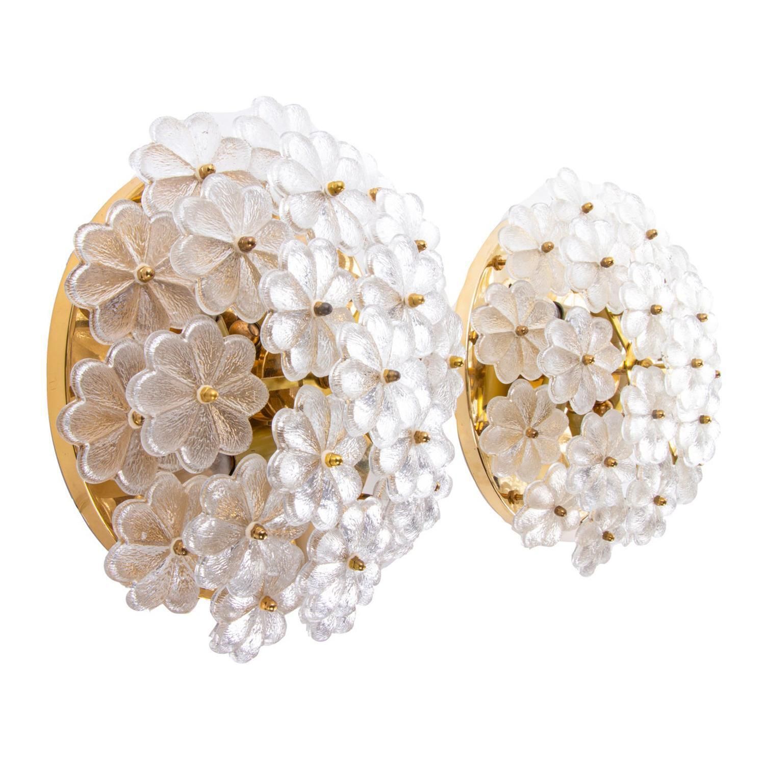 1 (Of 2) Floral Palwa Flush Mount And Wall Sconce Lamp Chandelier By Ernst Palme