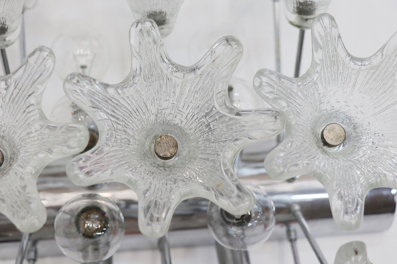 Large Wall Sconce Murano Flowers & Chrome Sputnik Venini For Veart Italy 1960s photo for sale
