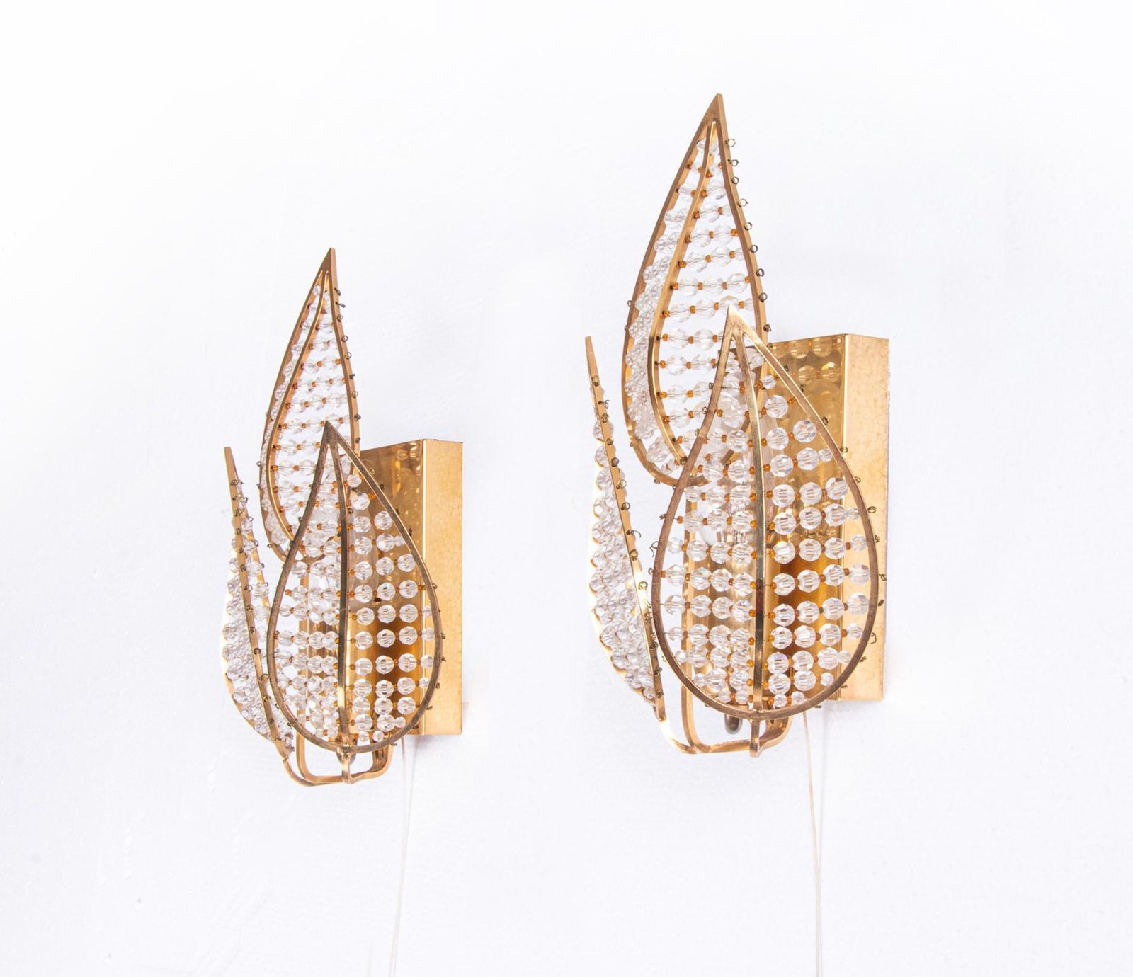1960 Germany Palwa Lovely Wall Sconce Crystal & Gilt Brass, Set Of 2 photo furniture