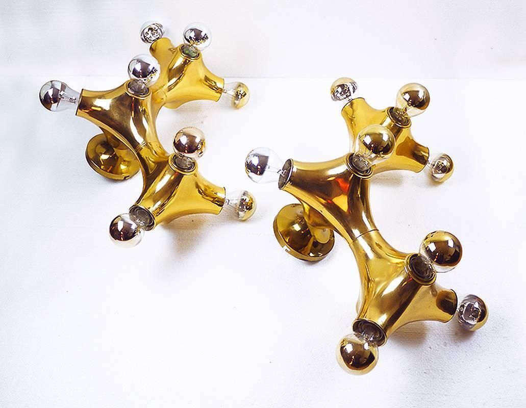 1970s Germany Cosack Gemini Organic Golden Space Age Wall Light, Set Of 2 photo furniture