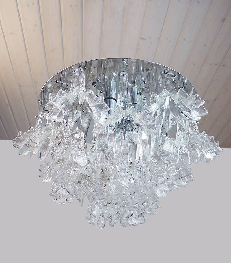 Large Arethusa Flush Mount Chandelier Murano Glass By Barovier & Toso, 1960s photo furniture