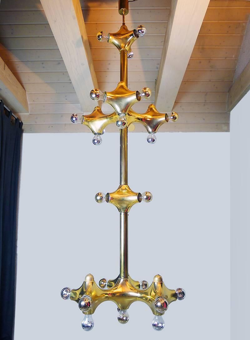 Organic Golden 67" Space Age Foyer Lighting Object Gemini By Cosack Germany 1970 photo for sale