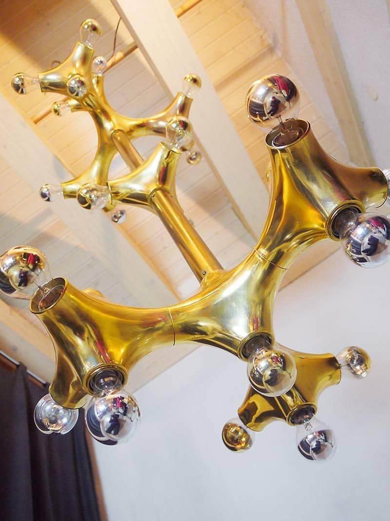 photo for sale Organic Golden 67" Space Age Foyer Lighting Object Gemini By Cosack Germany 1970