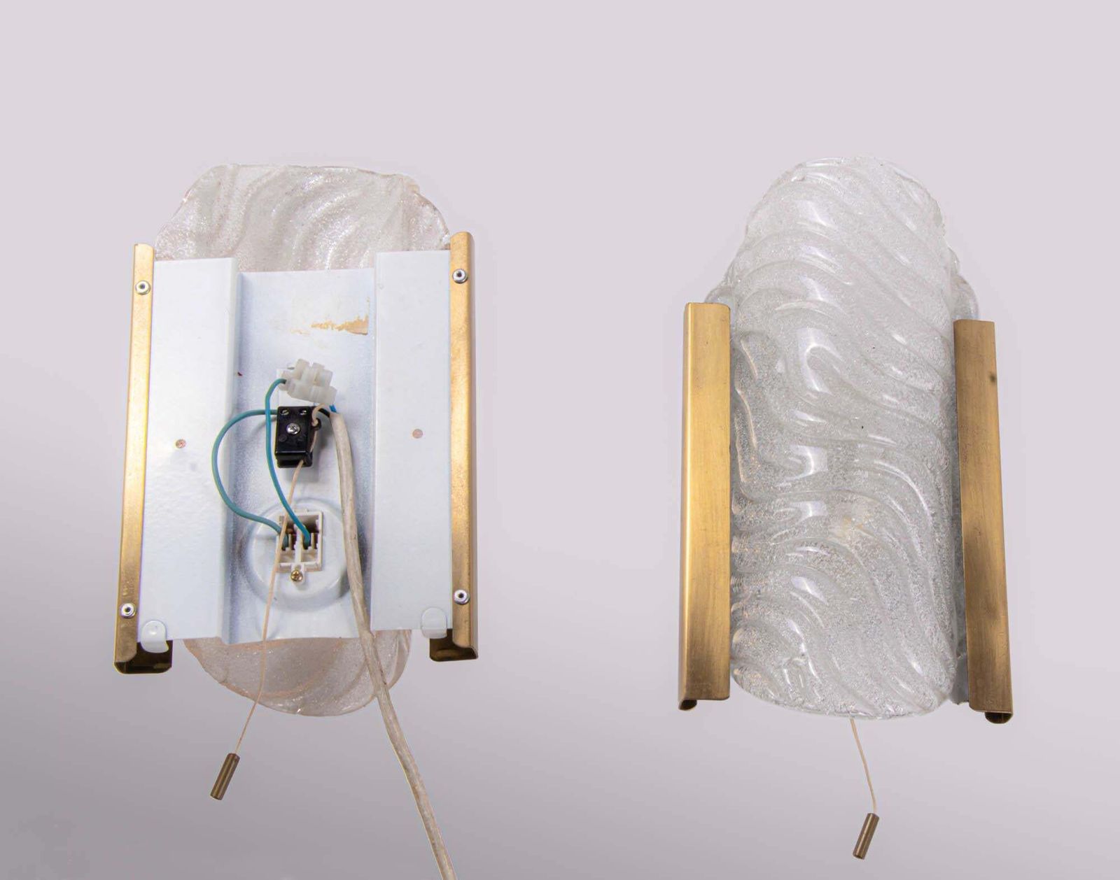 1 'Of 2' Pair Of Murano Wall Sconces Glass & Brass By Kalmar, Austria 1960s photo vinterior