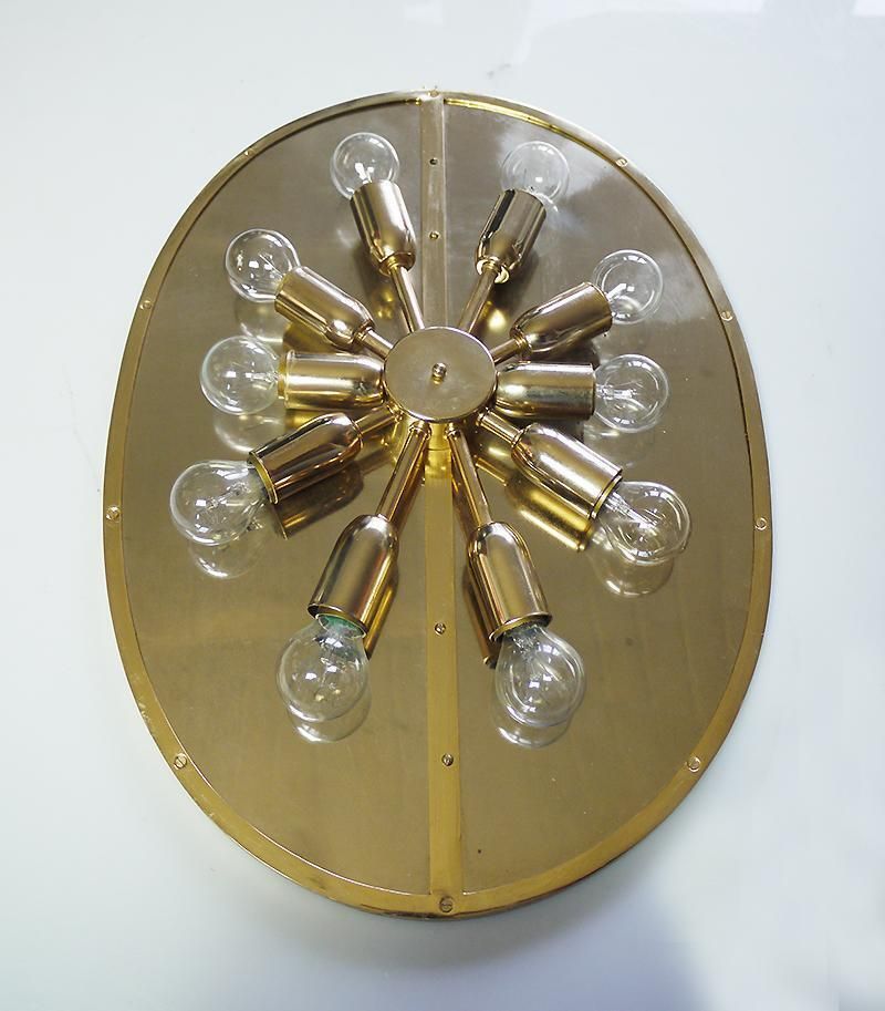 1960, Germany, Palwa Oval Backlit Mirror Crystal & Gilt Brass By Christoph Palme photo vintage