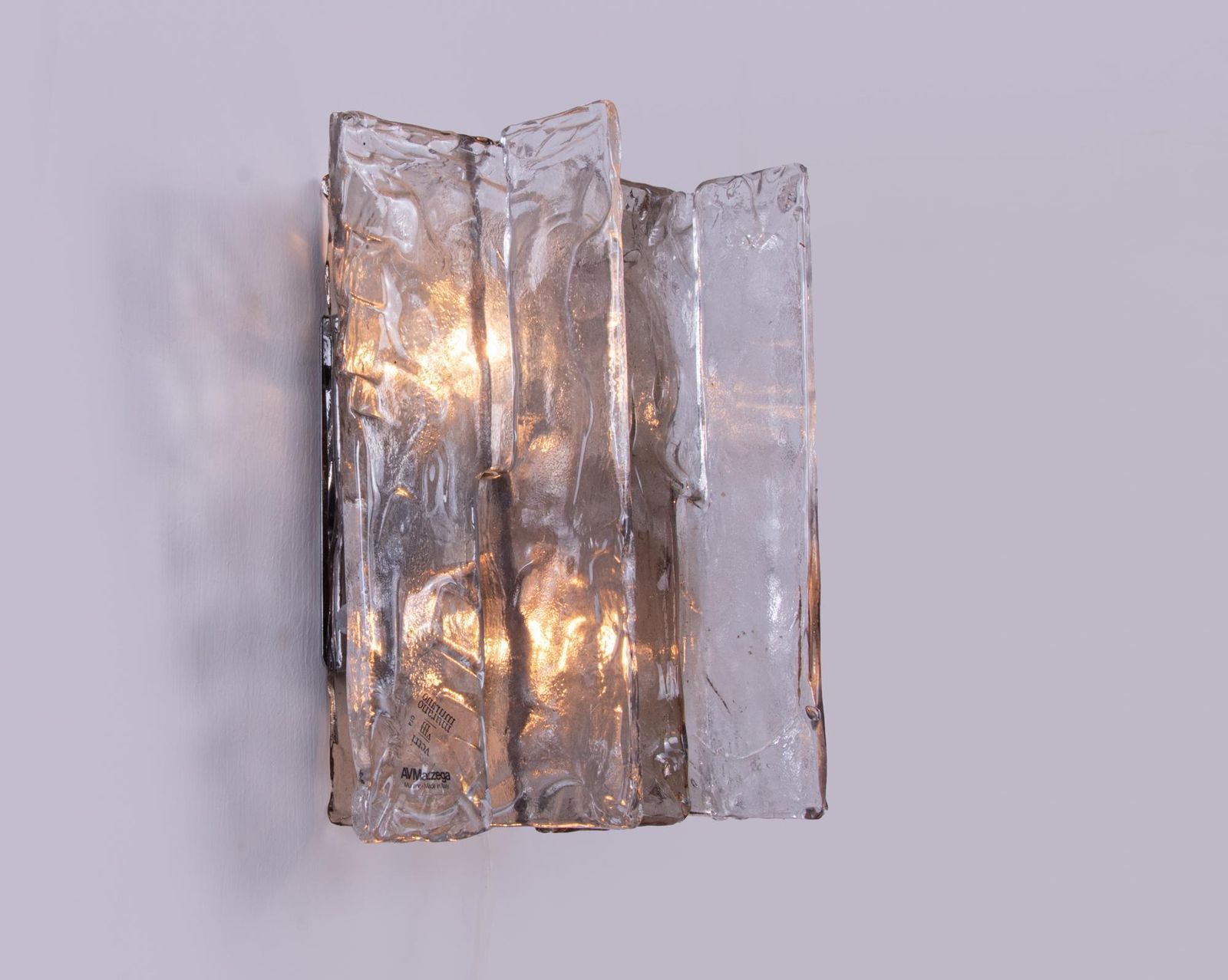 Carlo Nason Amber Murano Wall Sconce Glass & Chrome By Mazzega, Italy, 1960s photo for sale