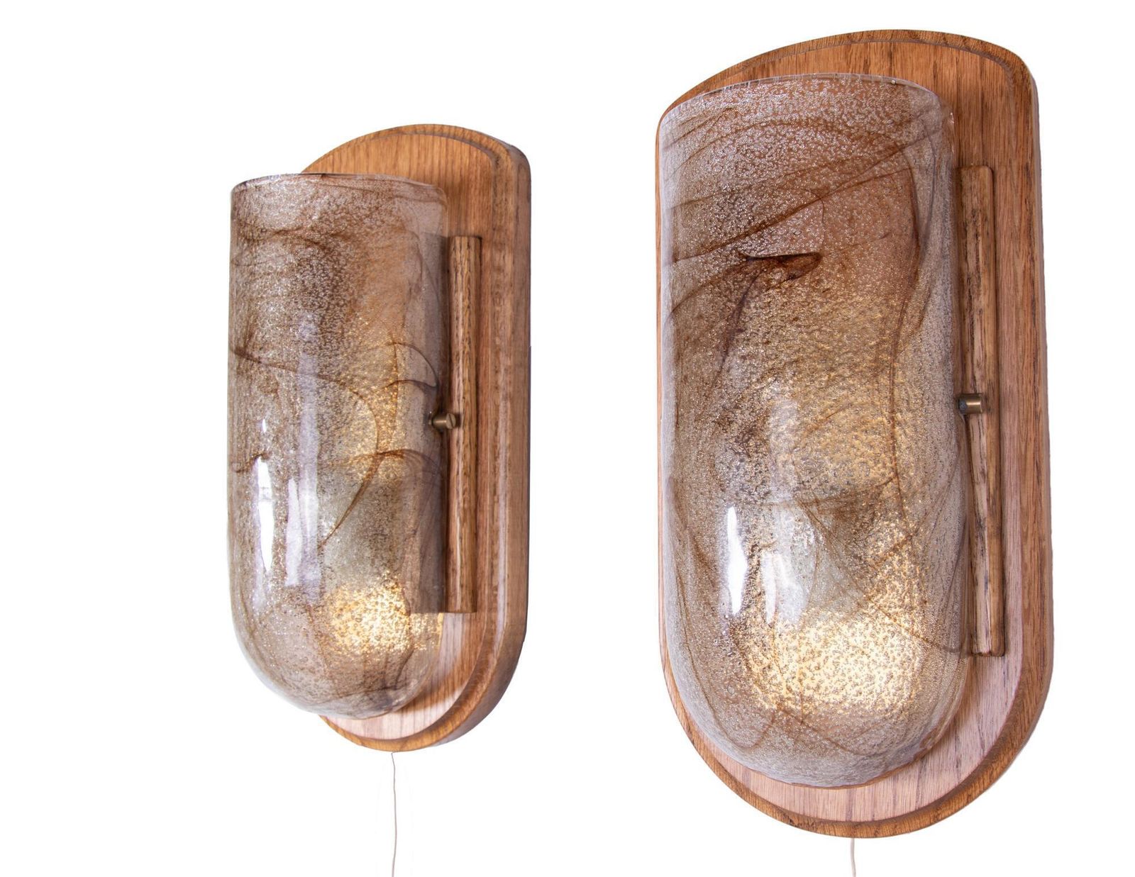 1 'Of 2' Pair Of Modernist Wall Sconces Amber Murano Glass, Germany 1960s photo furniture