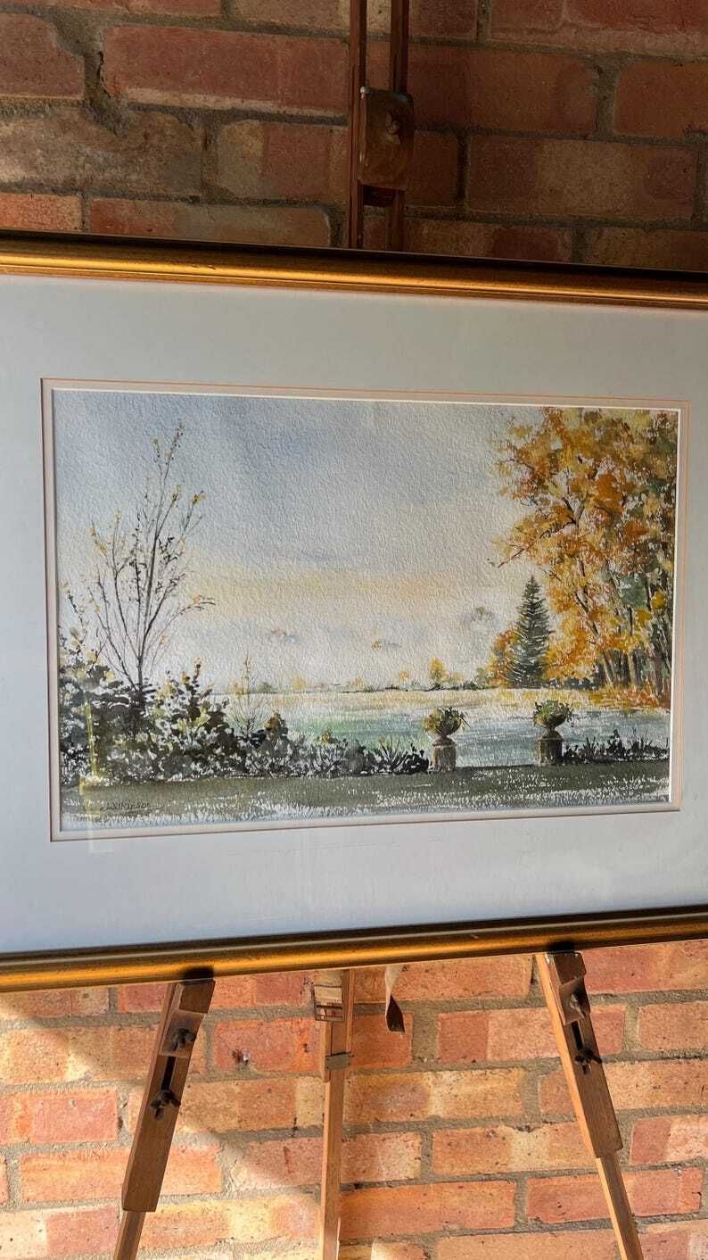 Large Watercolour Landscape Painting By June Wilkinson – Framed & Ready To Hang photo furniture