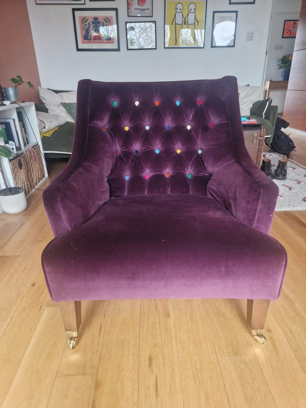 Purple Velvet Armchair, 21st Century photo furniture