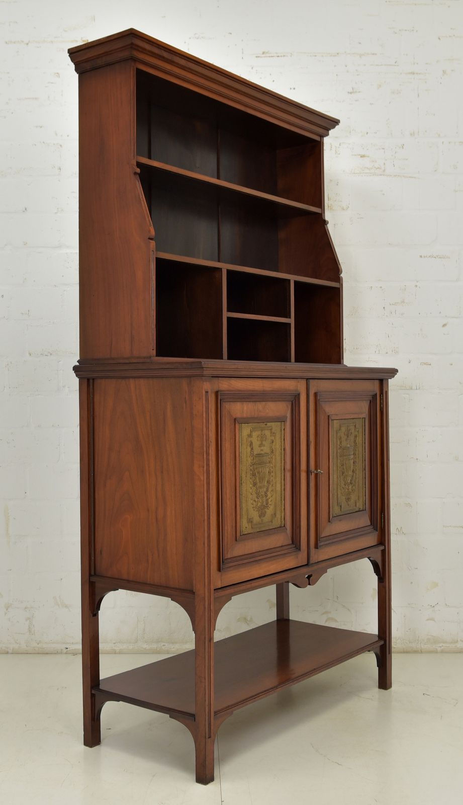 Furniture Shelf Cabinet Restored Art Nouveau Walnut Shelf Chest photo