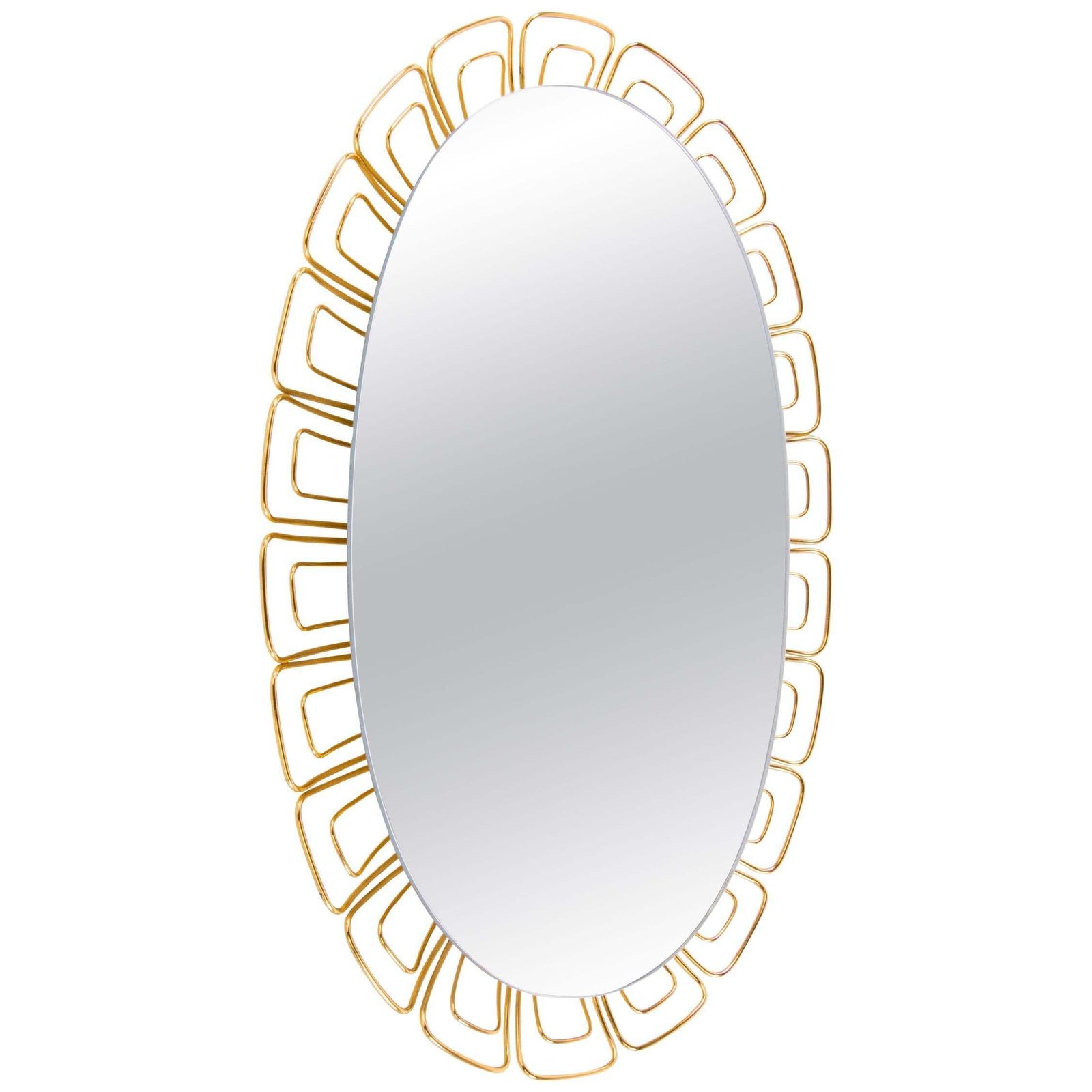 Illuminated Oval 26" Backlit Mirror Glass & Brass By Hillebrand, Germany 1950s