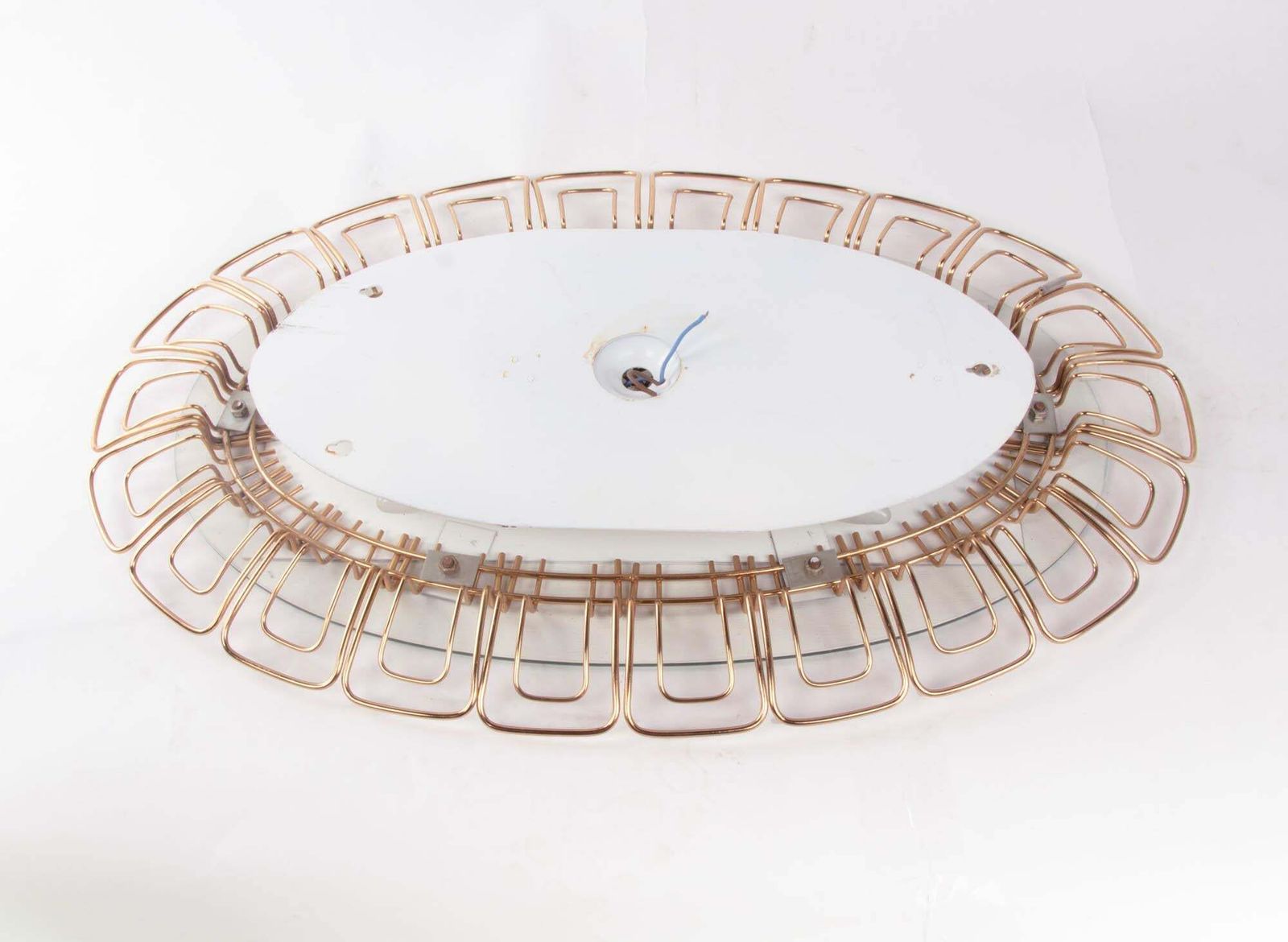 Illuminated Oval 26" Backlit Mirror Glass & Brass By Hillebrand, Germany 1950s photo Home Decor