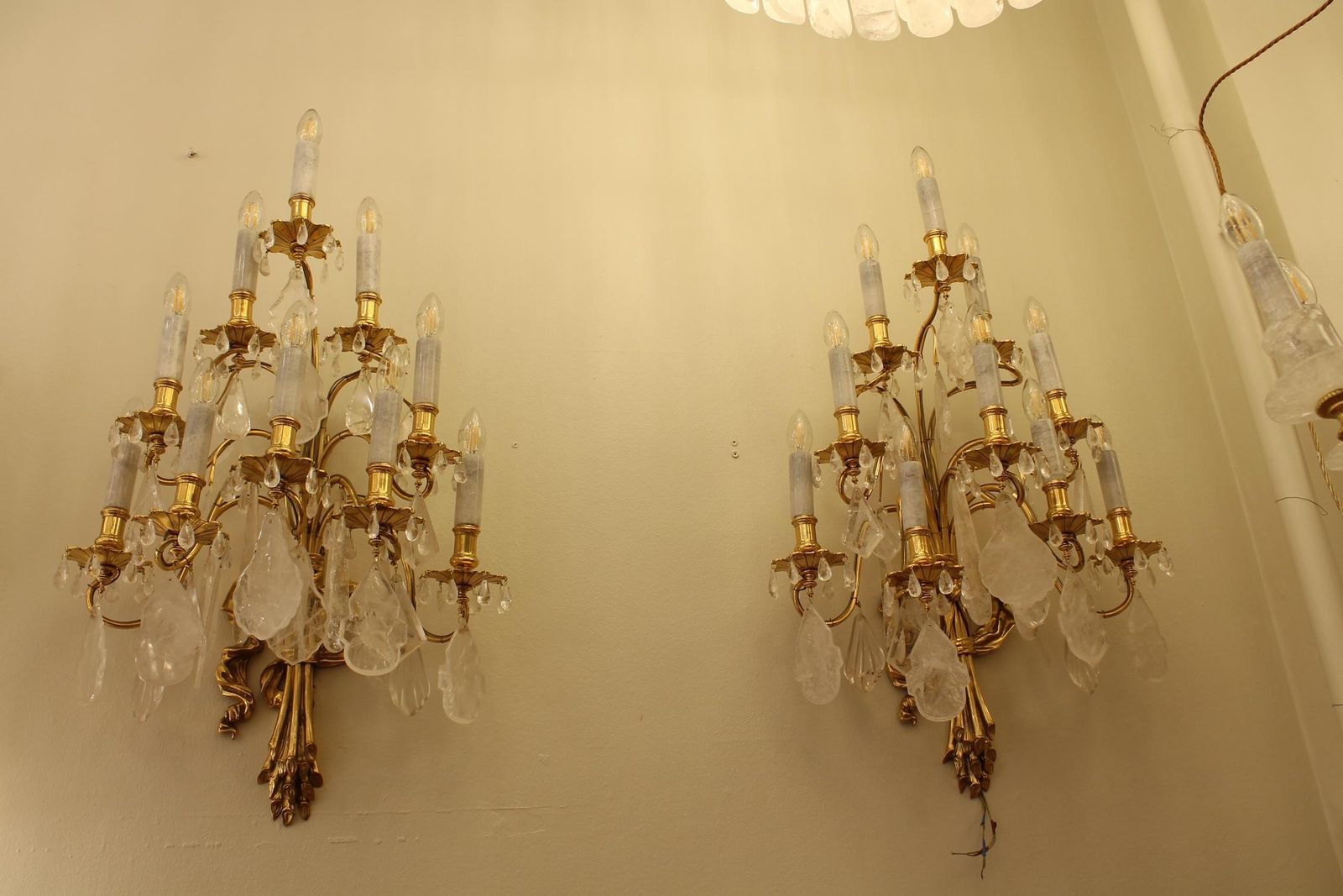Pair Of 19th Century French Rock Crystal 10 Bulb Wall Lights photo Lighting
