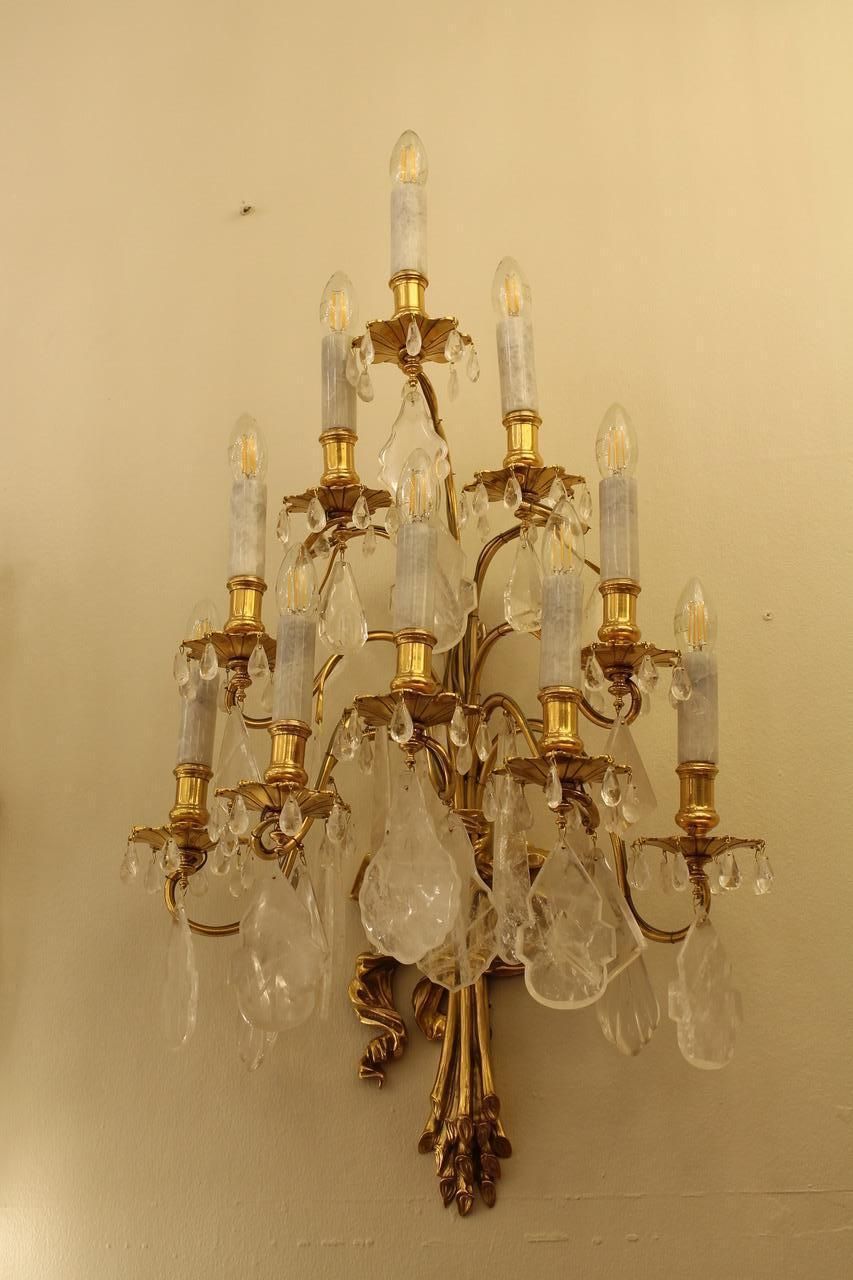 Pair Of 19th Century French Rock Crystal 10 Bulb Wall Lights photo 7500.0