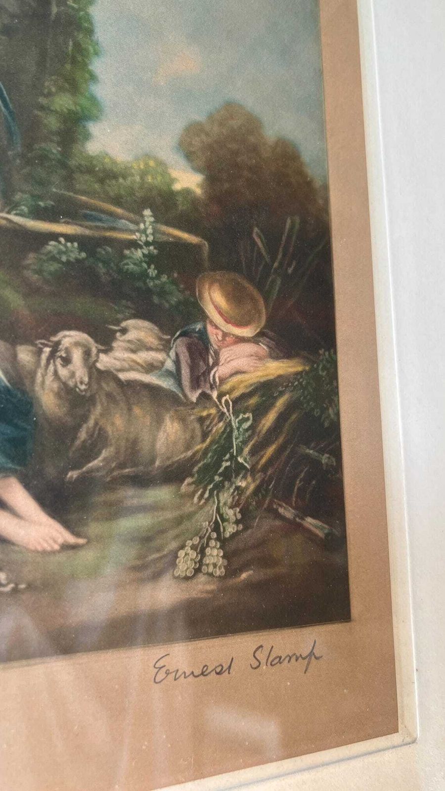 Signed Late 1800s Lithograph By Ernest Slamp After François Boucher – Framed & Glazed photo Home Decor