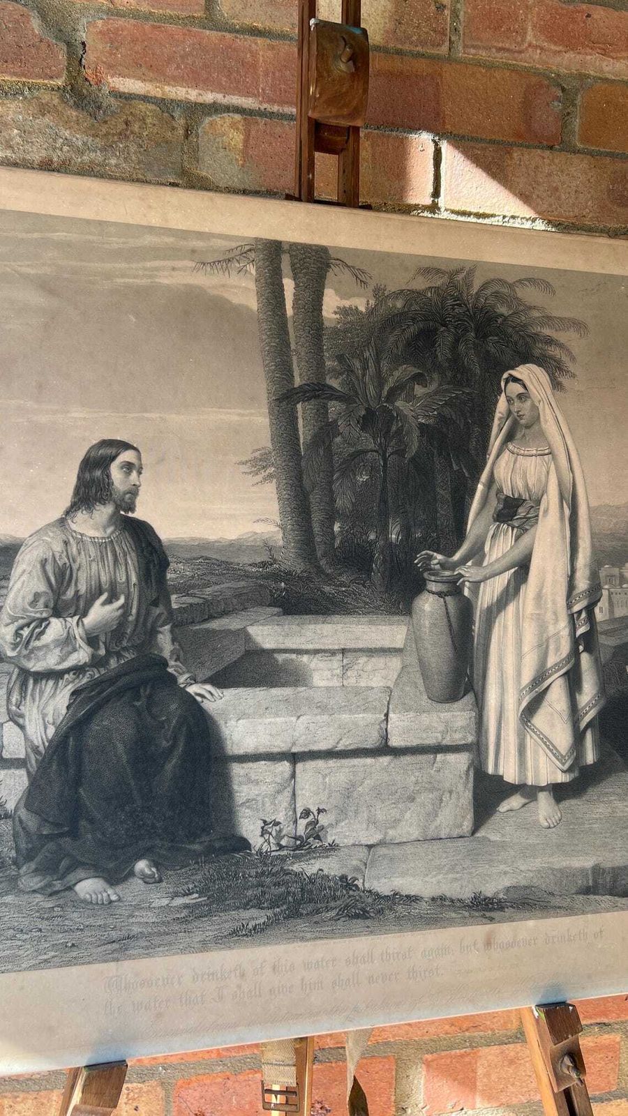 Large 1851 Antique Biblical Religious Engraving By S. Bellin After J. R. Herbert R.A.   Picture Of Jesus photo furniture