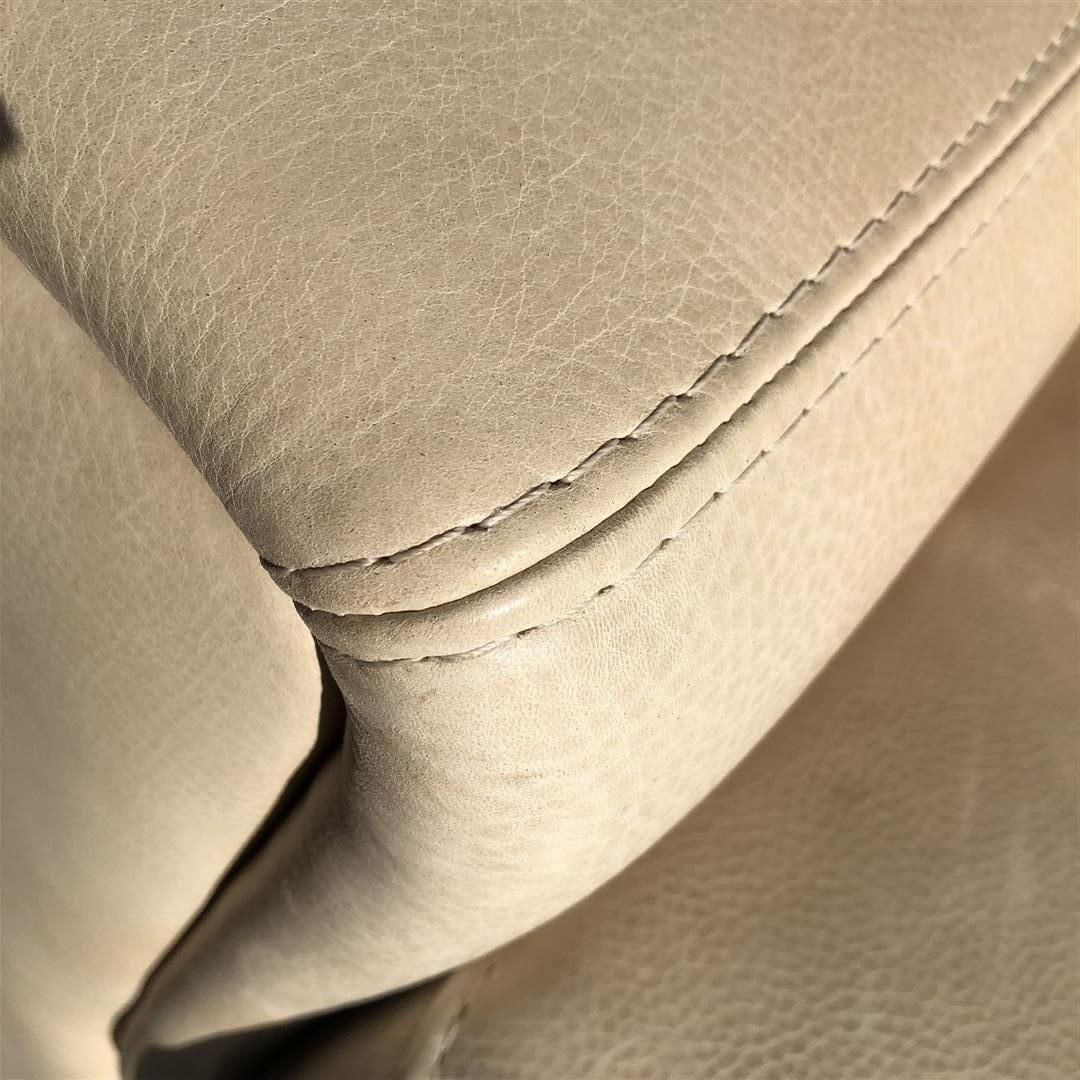 photo for sale Contemporary Italian Cream White Leather Large Two Seater Sofa