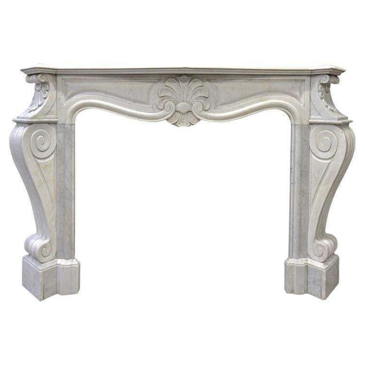 Antique Carrara Marble Fireplace Mantel Type Louis XV