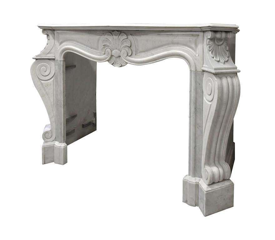 Antique Carrara Marble Fireplace Mantel Type Louis XV photo for sale