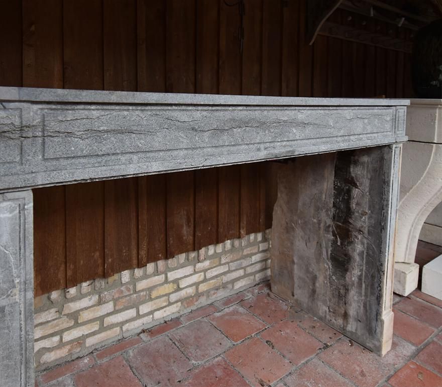 19th Century Antique Grey Marble Stone Louis XVI Fireplace photo Home Fixtures