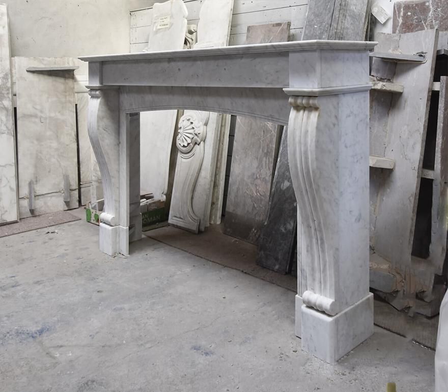 19th Century Antique Carrara Marble Fireplace photo for sale