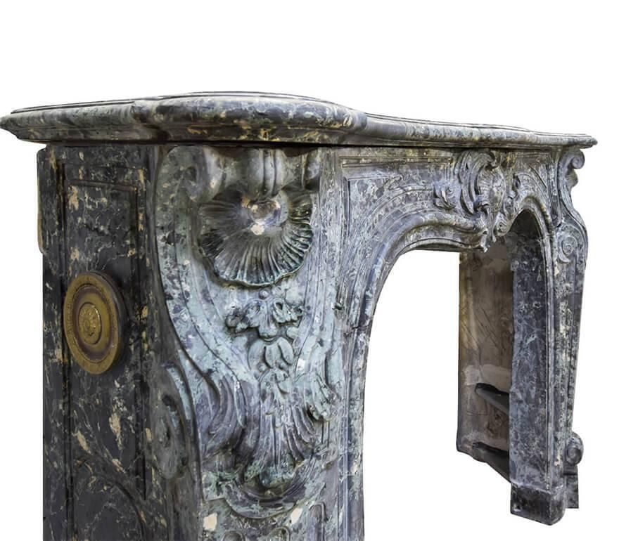 Marble Look Louis XV Cement Fireplace Mantel 19th Century photo for sale
