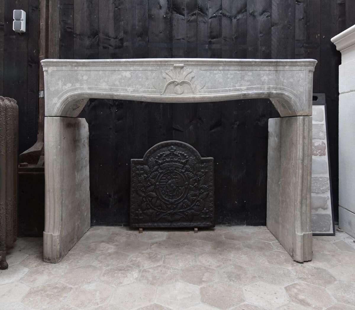 19th Century Antique French Marble Stone Fireplace Mantel photo for sale
