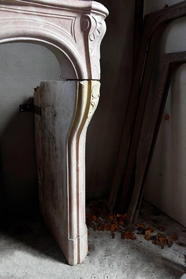 Antique Louis XV Marble Stone Fireplace Mantel, 19th Century photo for sale