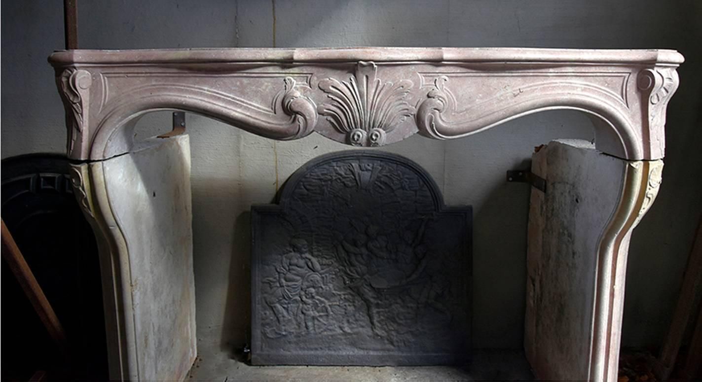 Antique Louis XV Marble Stone Fireplace Mantel, 19th Century photo Home Fixtures
