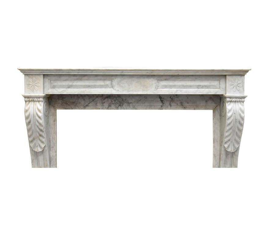 White Carrara Marble Fireplace Mantel 19th Century photo for sale