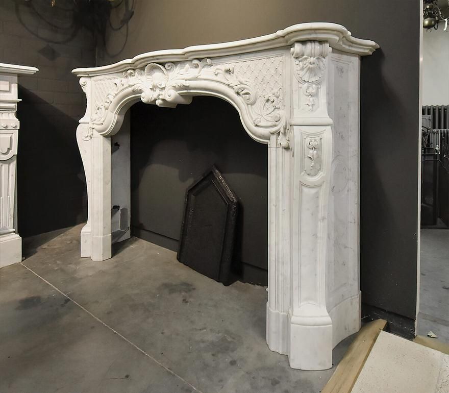 19th Century Antique Marble Louis XV Chateau Fireplace Mantel photo for sale