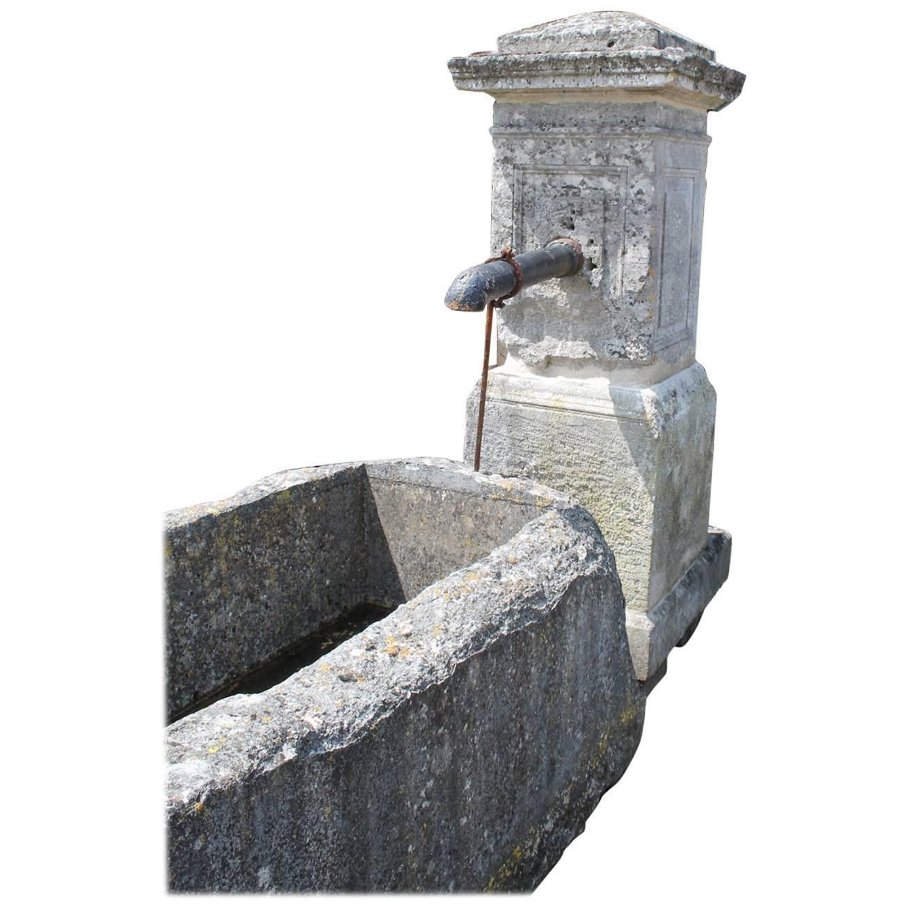 Village Water Pump In Antique Limestone From France, 18th Century