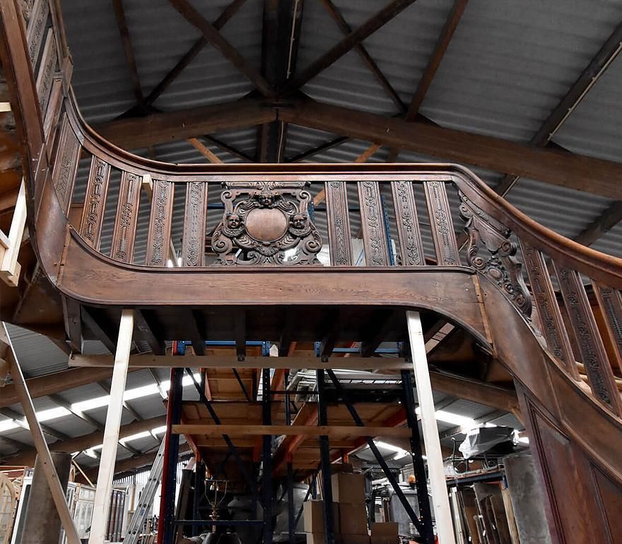 Exclusive Oak Staircase With Carving And Balustrade 19th Century photo 25408.0