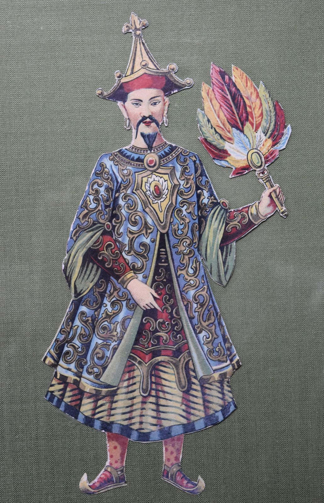 France 19th Century, A Chinese Dignitary Holding A Fan, Framed Colored Lithograph