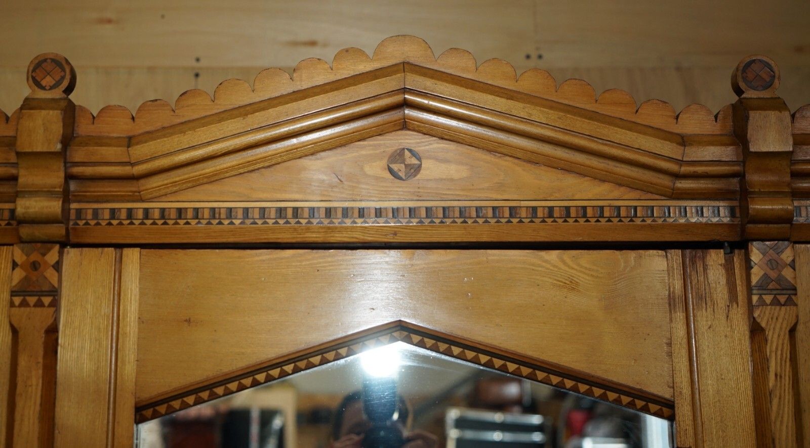 Victorian Ash Aesthetic Movement Wardrobe Built In Campaign Chest Of Drawers photo buy