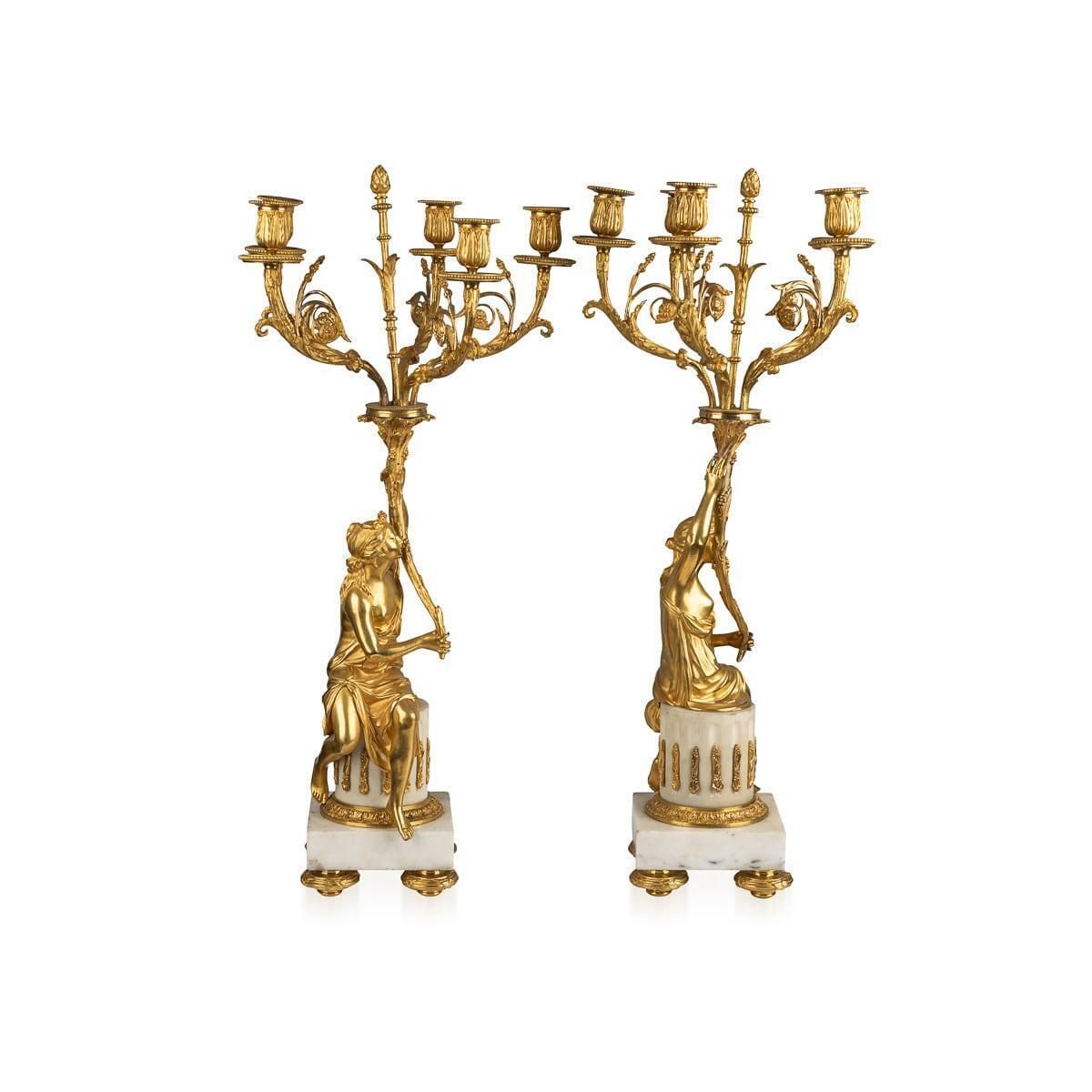 19th Century French Pair Of Louis XVI Style Ormolu Five Light Candelabra C.1880 photo 9180.0