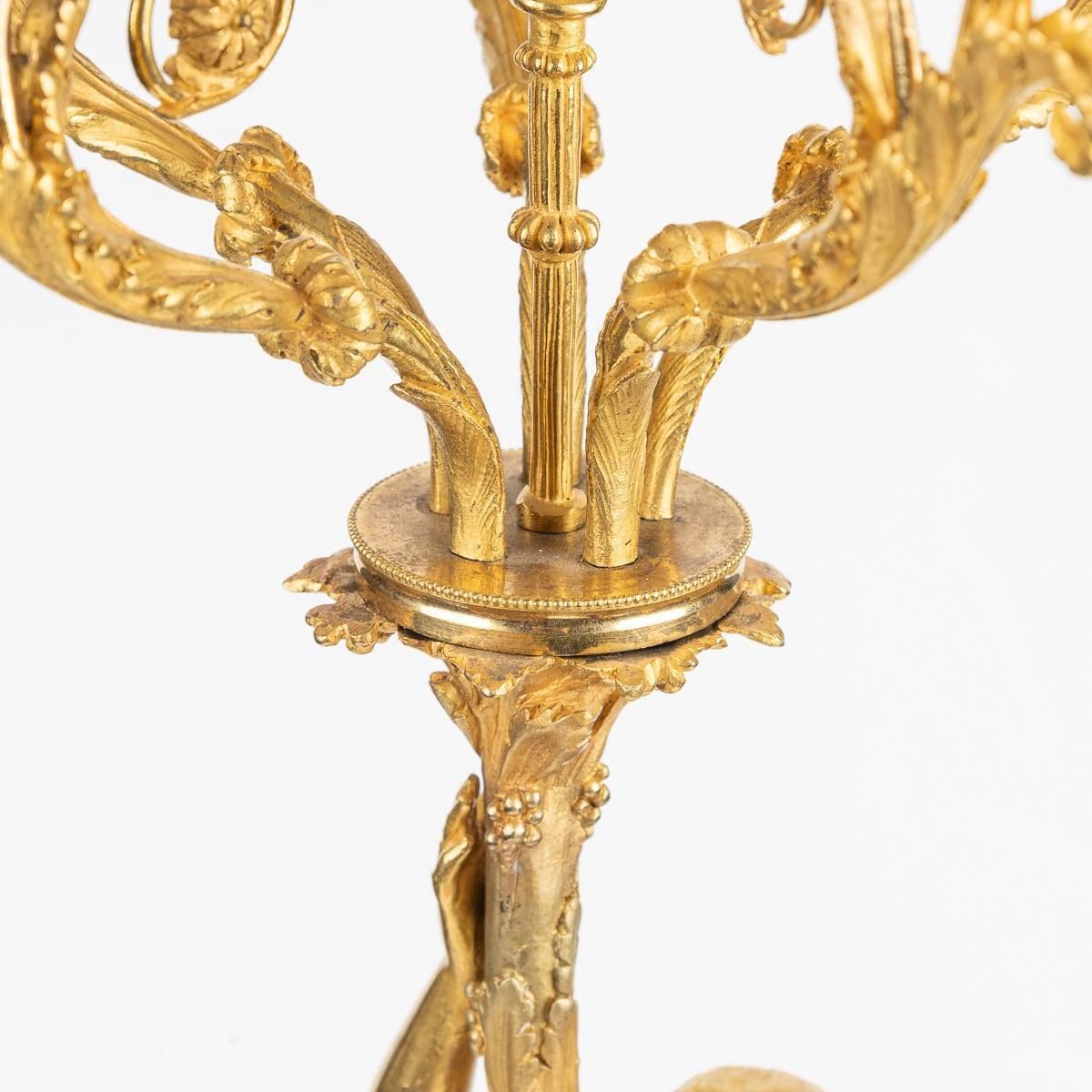 photo furniture 19th Century French Pair Of Louis XVI Style Ormolu Five Light Candelabra C.1880