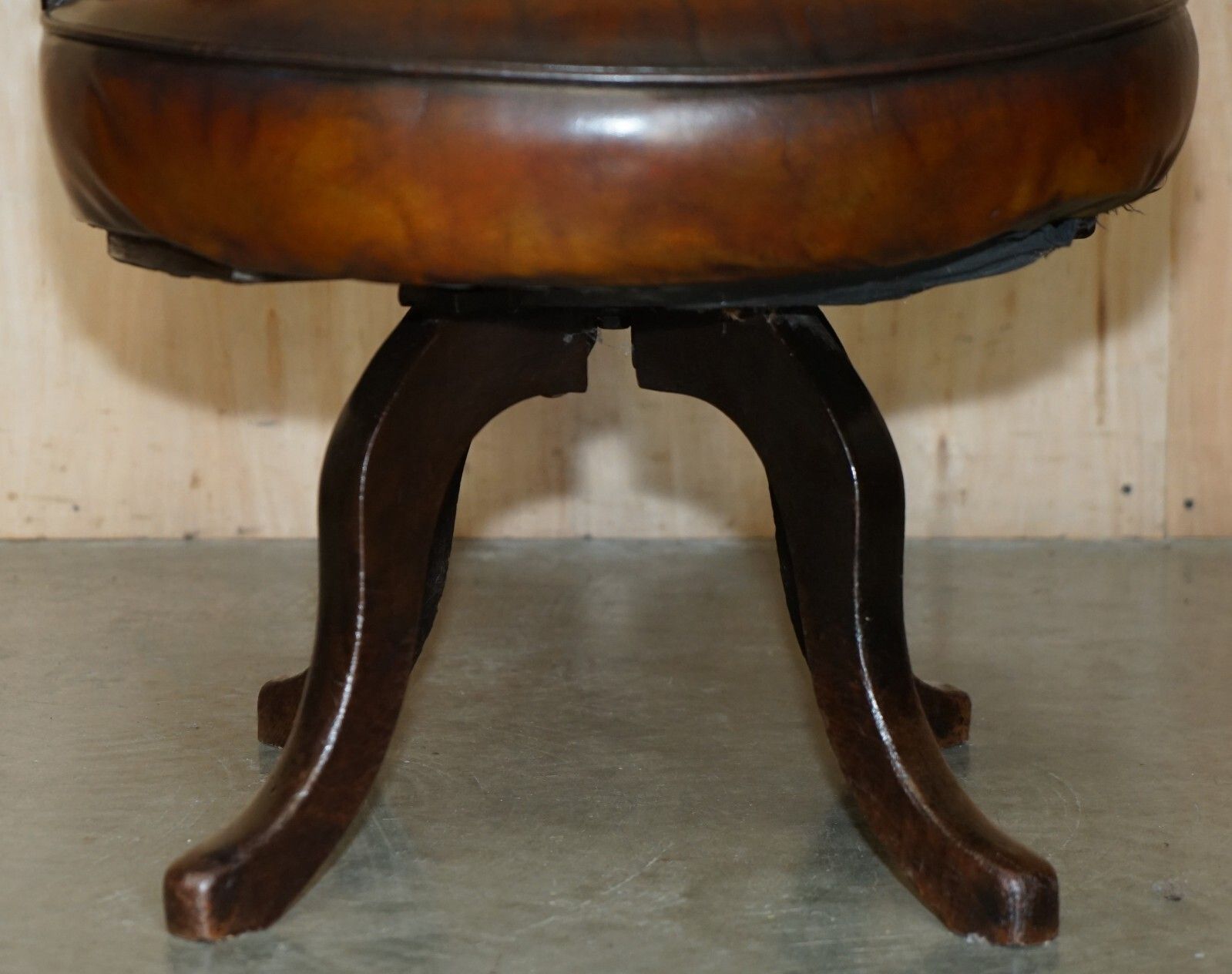 photo for sale Antique Victorian Fully Restored Brown Leather Chesterfield Captains Chair