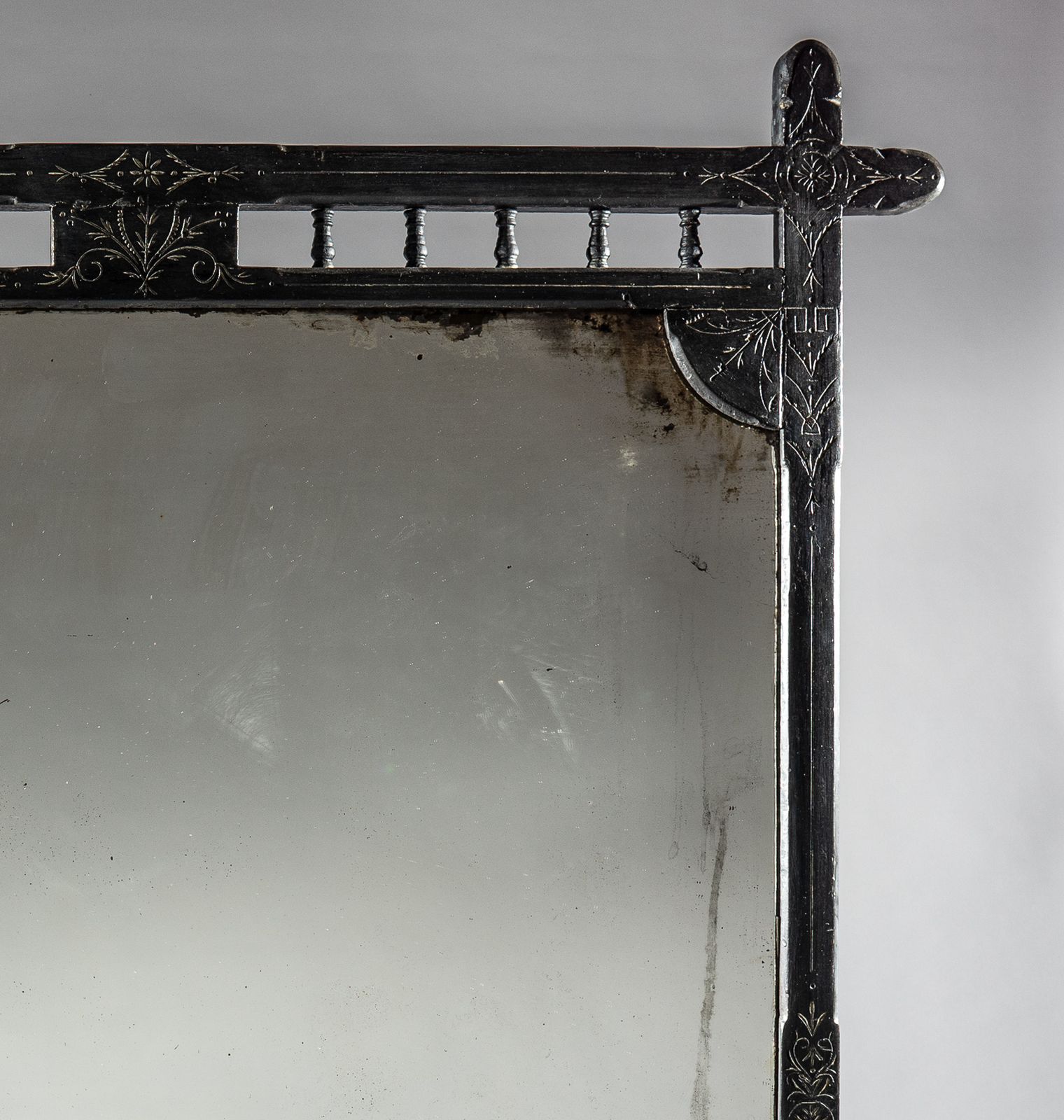 Large 19th Century Victorian Painted And Parcel   Silvered Overmantle Mirror photo for sale