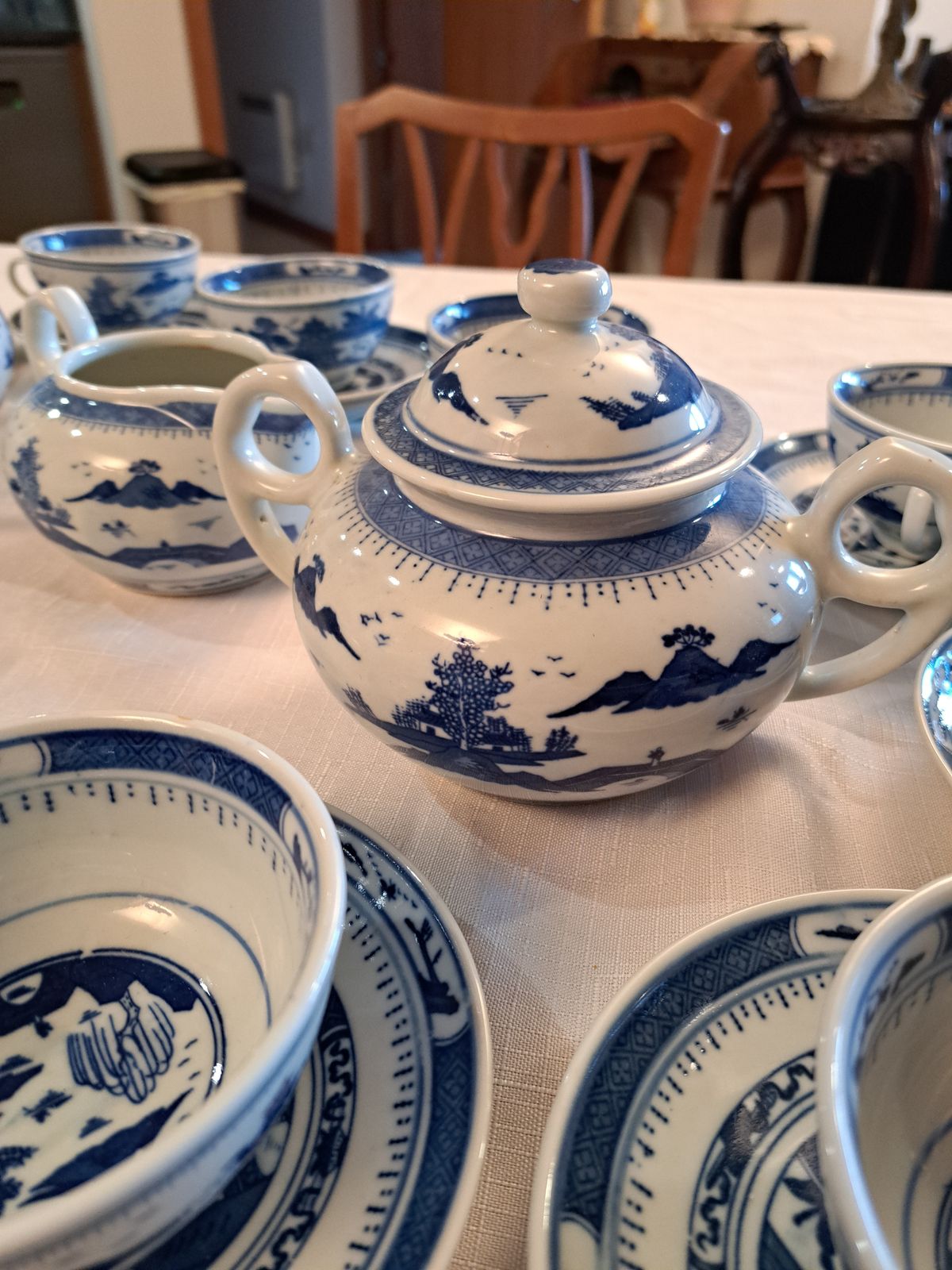 Porcelain Tea Serving For 12 Guests China Blue On White Set Of 29 Pieces photo 60.0
