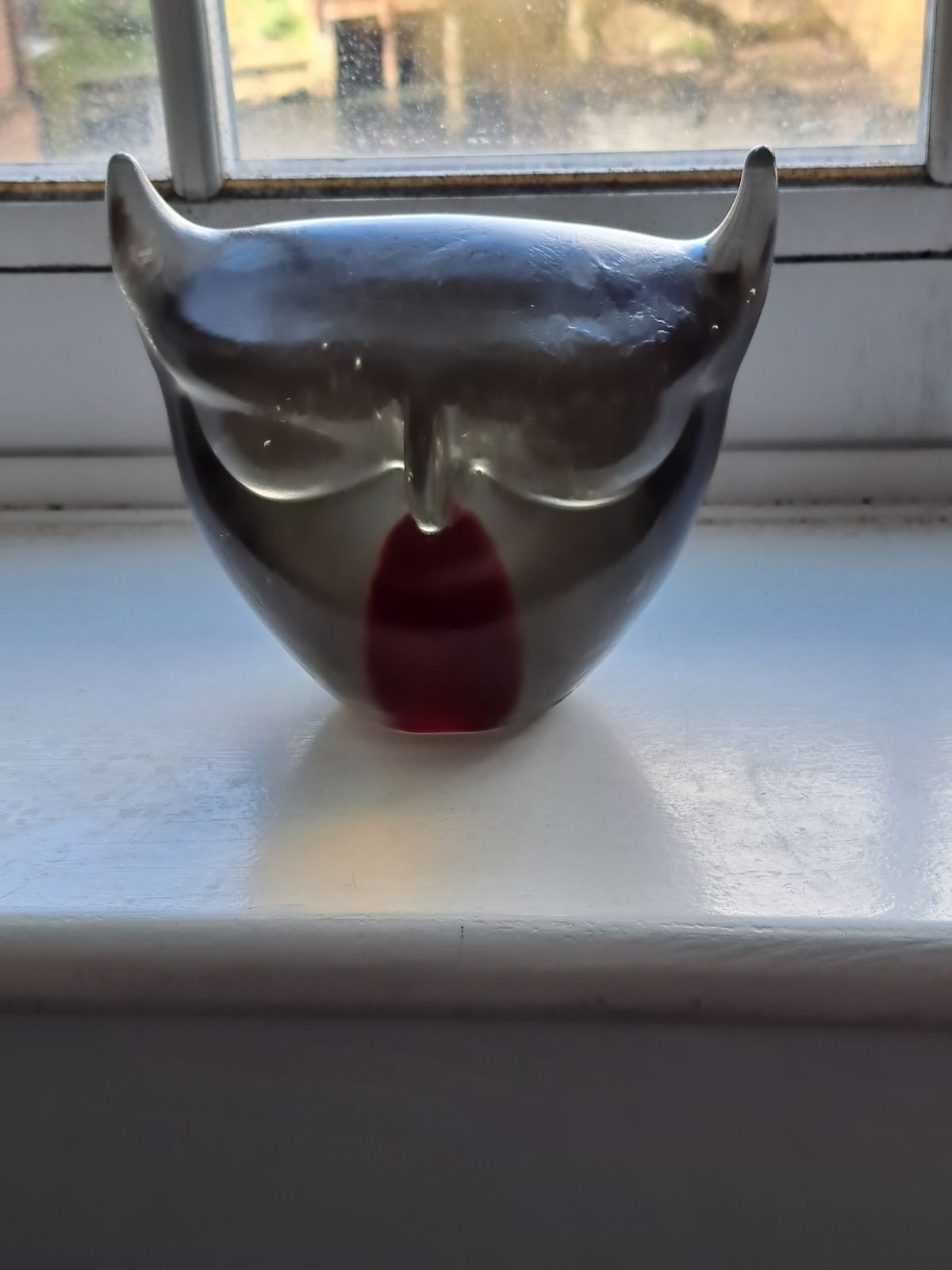 Seguso Venice Sommerso Glass By Flavio Poli Very Rare Owl With Submerged Red Heart photo Art