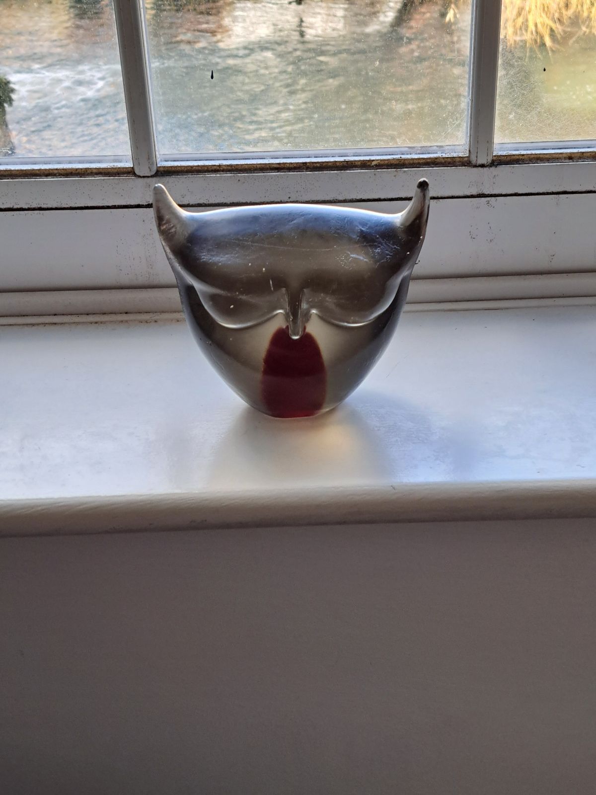 Seguso Venice Sommerso Glass By Flavio Poli Very Rare Owl With Submerged Red Heart photo 450.0
