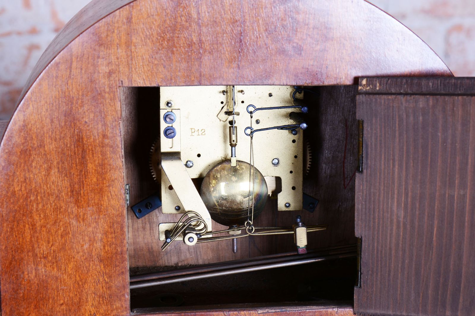 photo vintage Restored Art Deco Clock, Made By Up Závody, Mahogany, Czech, 1920s