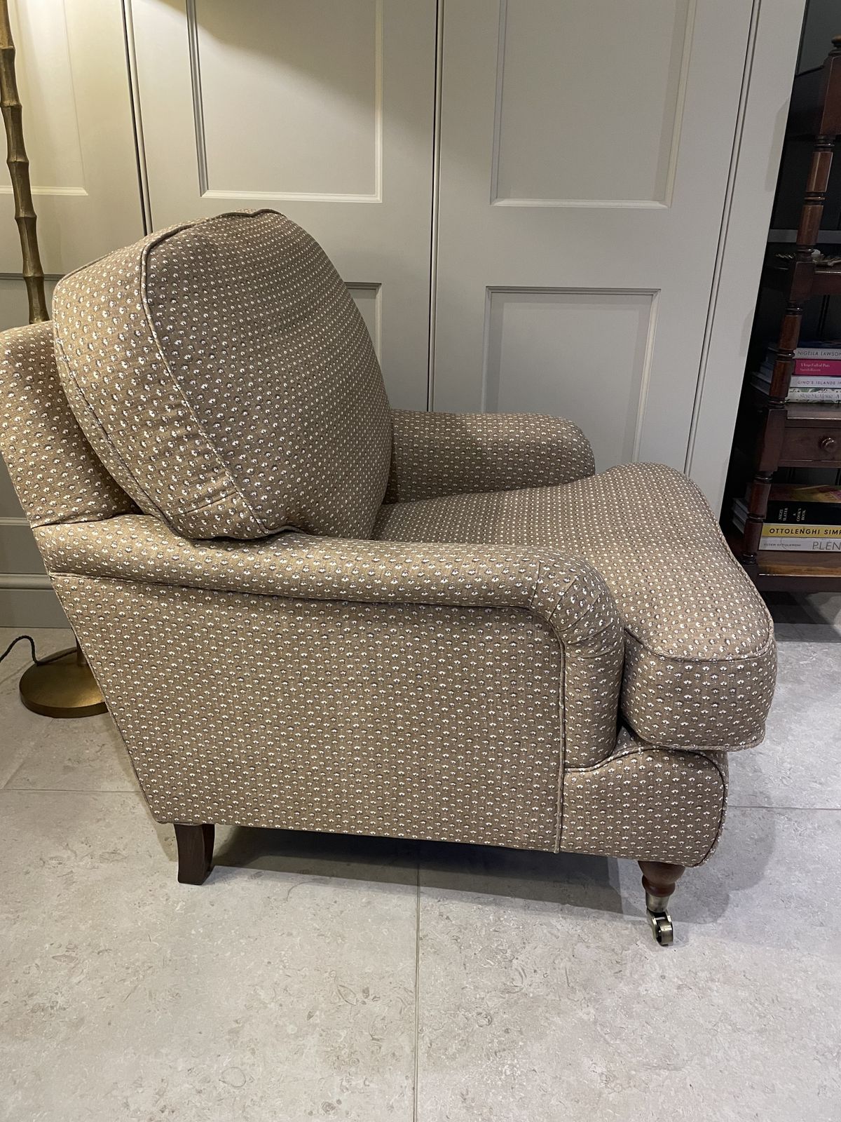 George Smith Style Armchair Professionally Upholstered In Warner House Fabric. photo furniture