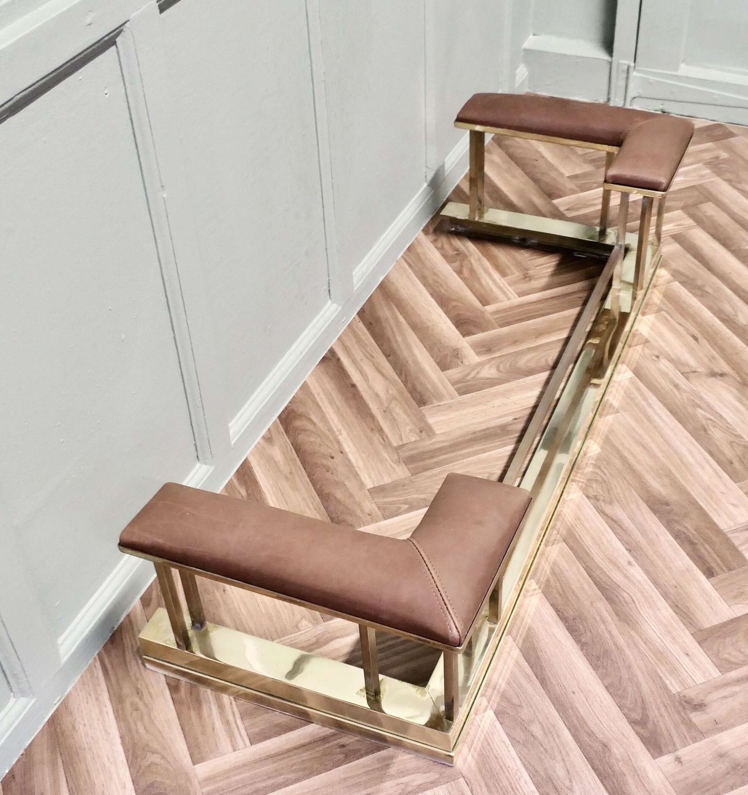 Dainty Art Deco Brass And Leather Club Fender photo Home Fixtures