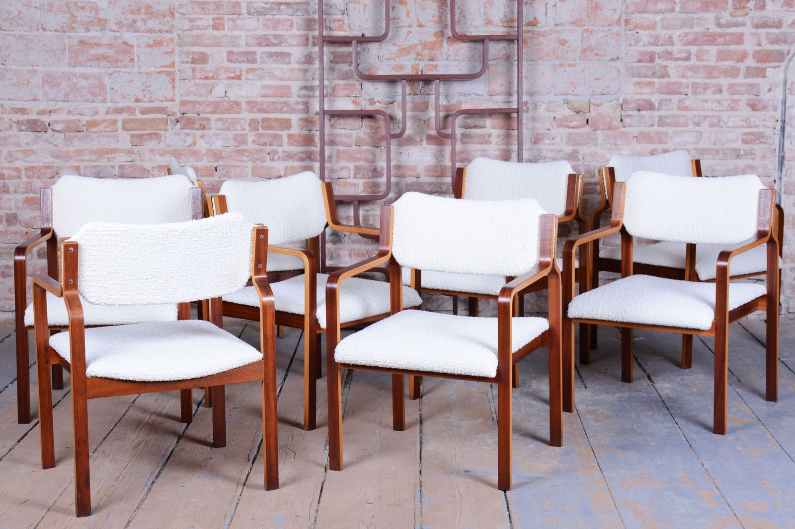 Set Of Eight Restored Midcentury Chairs, By Ludvik Volak, Mahogany, Czech, 1960s photo buy