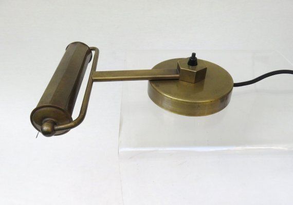 Art Deco Minimalist Piano Lamp In Patinated Brass, 1920s photo for sale