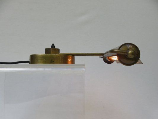 Art Deco Minimalist Piano Lamp In Patinated Brass, 1920s photo vintage
